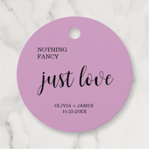 Étiquettes Cadeau Rien de fantaisie violet, juste un mariage d'amour
