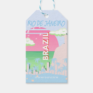 Étiquettes-cadeau Rio de Janeiro Brésil Voyage Art Blue Illustration