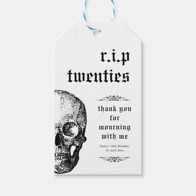 Étiquettes-cadeau RIP 20s Années Années Funny Skull funéraire 30e an (Devant)