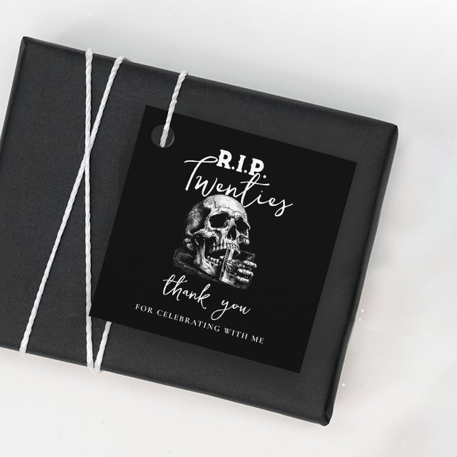 Étiquettes Cadeau RIP Années Crâne noir Merci Anniversaire (Créateur téléchargé)