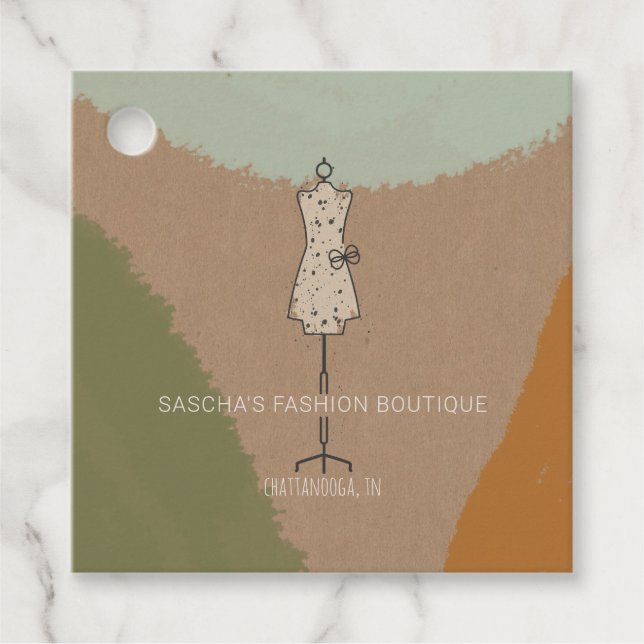 Étiquettes Cadeau Robe Abstraite Terre Forme Mode Boutique Prix (Devant)