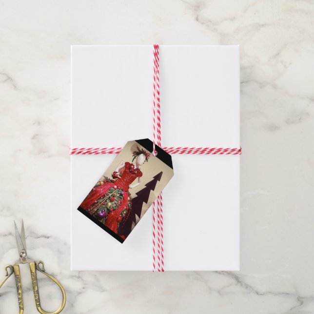 Étiquettes-cadeau Robe Afrocentrique Forme Mannequin Arbre de Noël (Avec de la ficelle)