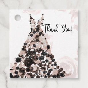 Étiquettes Cadeau Robe florale classe noire rose pâle pour douche de