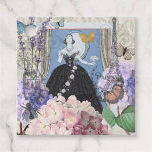 Étiquettes Cadeau Robe florale élégante femme bleue fantaisie 
