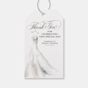Étiquettes-cadeau Robe mariage élégante Fête des mariées Merci