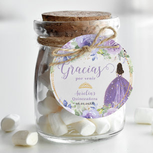 Étiquettes Cadeau Robe princière Lilac Floral Quinceañera