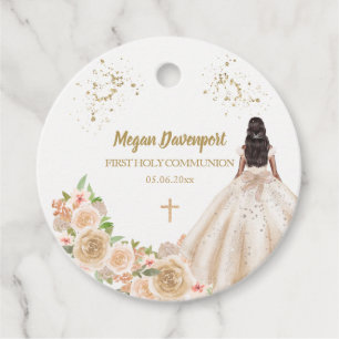 Étiquettes Cadeau Robe rose de princesse pour la première communion