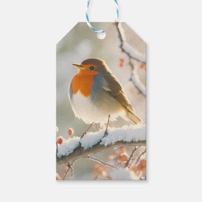 Étiquettes-cadeau Robin de Noël Vintage (Devant)