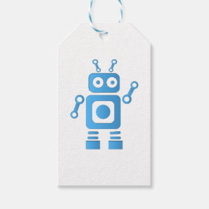 Étiquettes-cadeau Robot rétro bleu