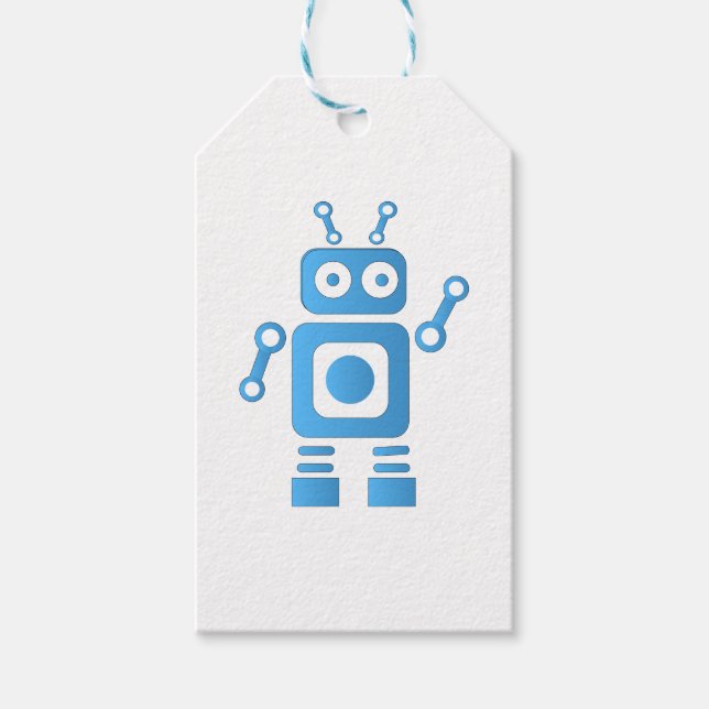 Étiquettes-cadeau Robot rétro bleu (Devant)