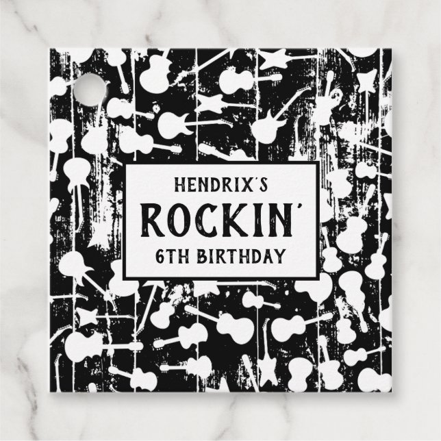 Étiquettes Cadeau Rock & Roll Guitar Birthday Party (Devant)