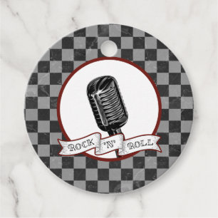 Étiquettes Cadeau Rock & Roll Party Retro Mic Rockabilly Musicien