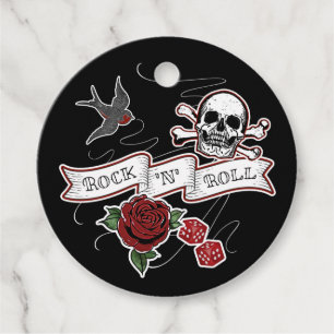 Étiquettes Cadeau Rock & Roll Party Skull Rockabilly Tattoo Musicien