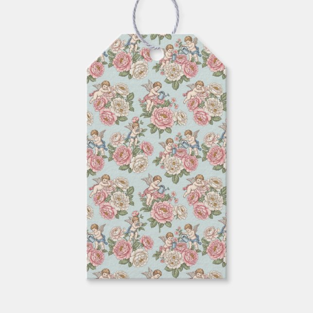 Étiquettes-cadeau Rococo Revival Cherub Floral Toile Wrapping Paper (Devant)