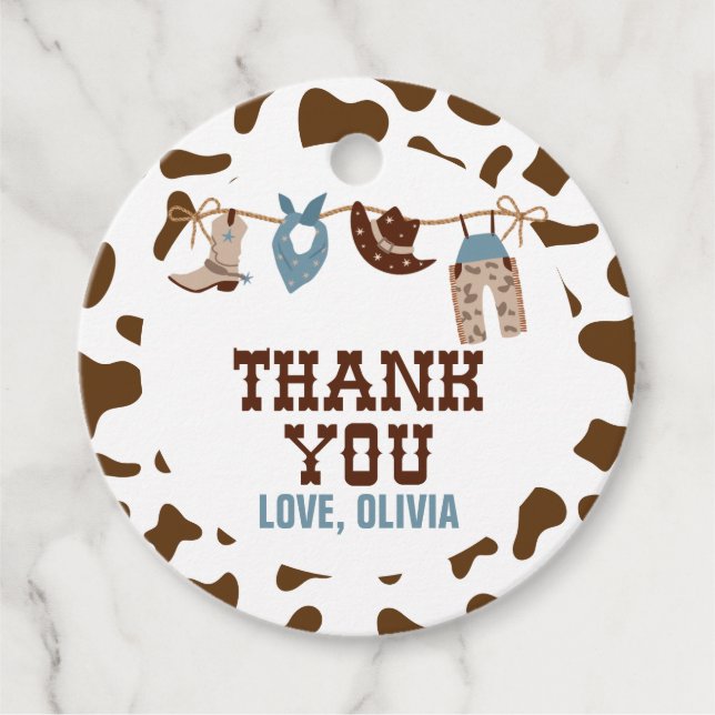 Étiquettes Cadeau Rodeo Western Cowboy Baby shower (Devant)
