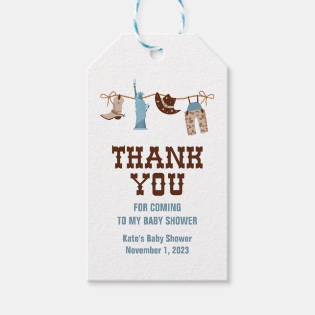 Étiquettes-cadeau Rodeo Western Cowboy Baby shower (Devant)