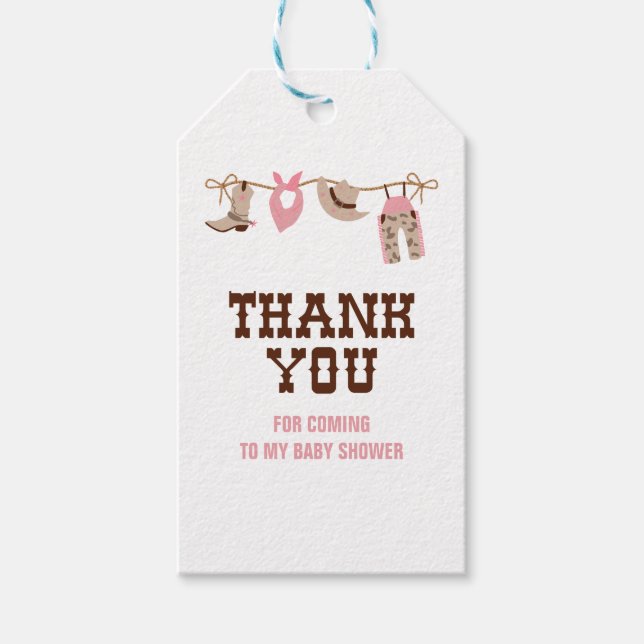 Étiquettes-cadeau Rodeo Western Cowgirl Baby shower (Devant)
