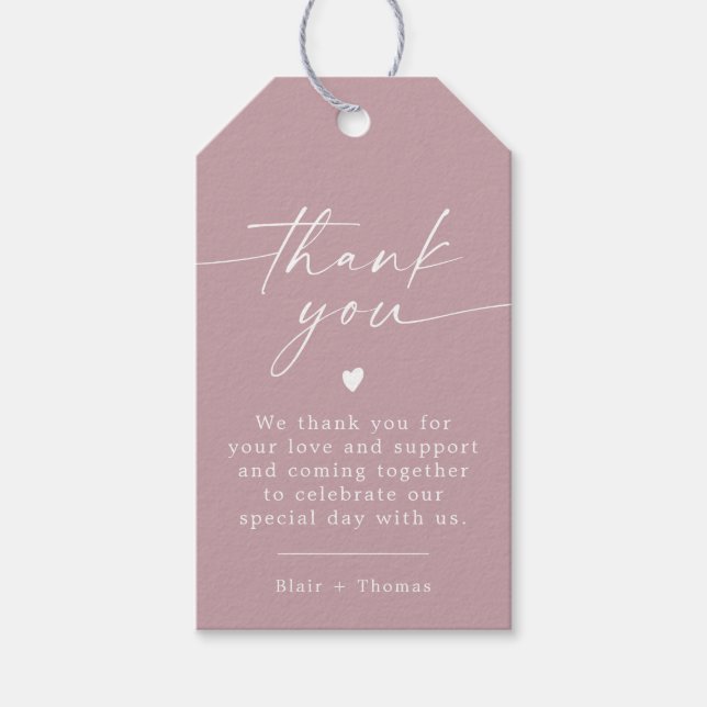Étiquettes-cadeau ROGUE Dusty Rose Blush Pink Merci Favoriser (Devant)