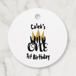 Étiquettes Cadeau Roi de Wild One Gold Crown Jungle 1er Anniversaire