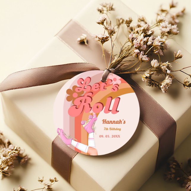 Étiquettes Cadeau Roll Retro Super Roller Skate Anniversaire Partie (Créateur téléchargé)