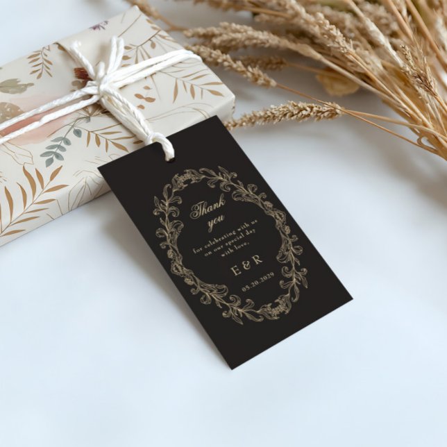 Étiquettes-cadeau Romantic Baroque Ornate Frame Wedding (Créateur téléchargé)