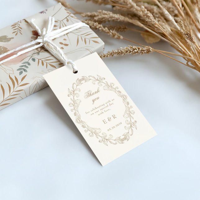 Étiquettes-cadeau Romantic Baroque Ornate Frame Wedding (Créateur téléchargé)
