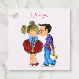 Étiquettes Cadeau Romantic Couple Favor Tags with I Love You Text