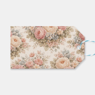 Étiquettes-cadeau Romantic Vintage Floral Pattern with Roses 