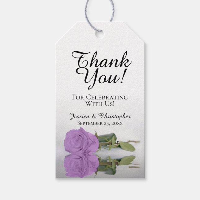 Étiquettes-cadeau Romantique Lilac violet Rose Merci Mariage (Devant)