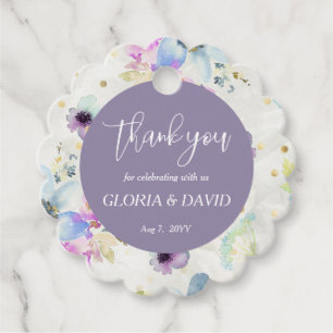 Étiquettes Cadeau Romantique Mauve Floral rond Mariage à bascule