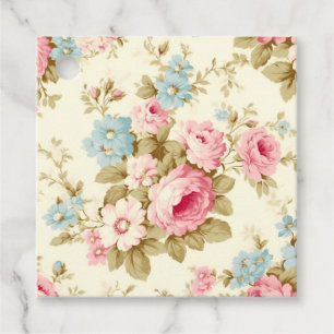 Étiquettes Cadeau Romantique rose Rose anglais sur jaune pâle