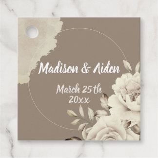 Étiquettes Cadeau Romantique Rustique Roses Blanches Fleurs mariage