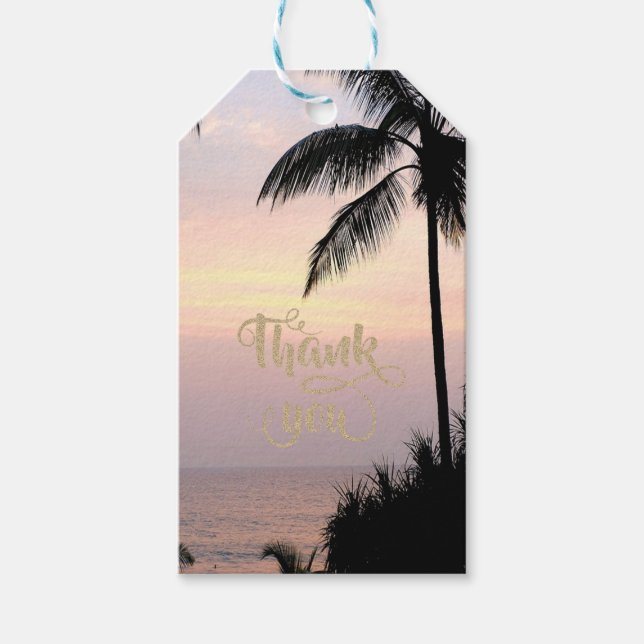 Étiquettes-cadeau Romantique Tropical Beach Sunset Palms (Devant)