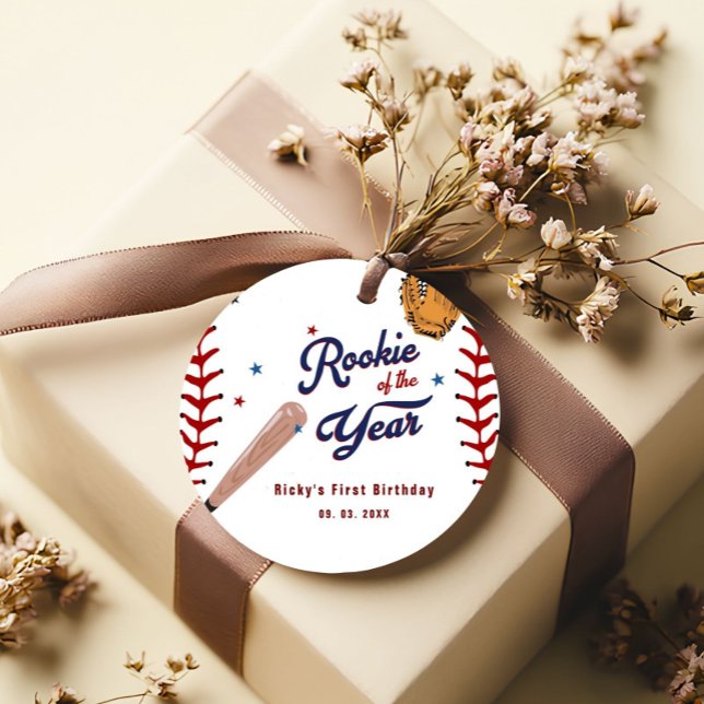 Étiquettes Cadeau Rookie de baseball de l'année Baseball 1er anniver (Créateur téléchargé)