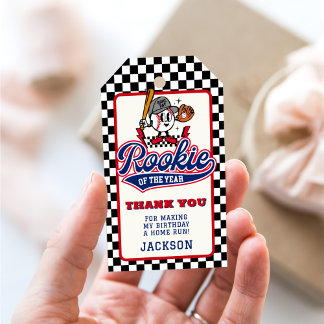 Étiquettes-cadeau Rookie De L'Année Baseball Custom Anniversaire Fêt