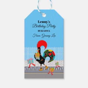 Étiquettes-cadeau Rooster portugais avec cadeaux 1ère fête d'anniver