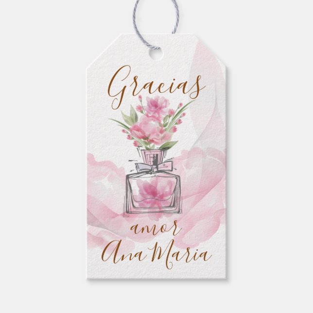 Étiquettes-cadeau Rosa Parfum "infundida de amor" personalizada (Devant)
