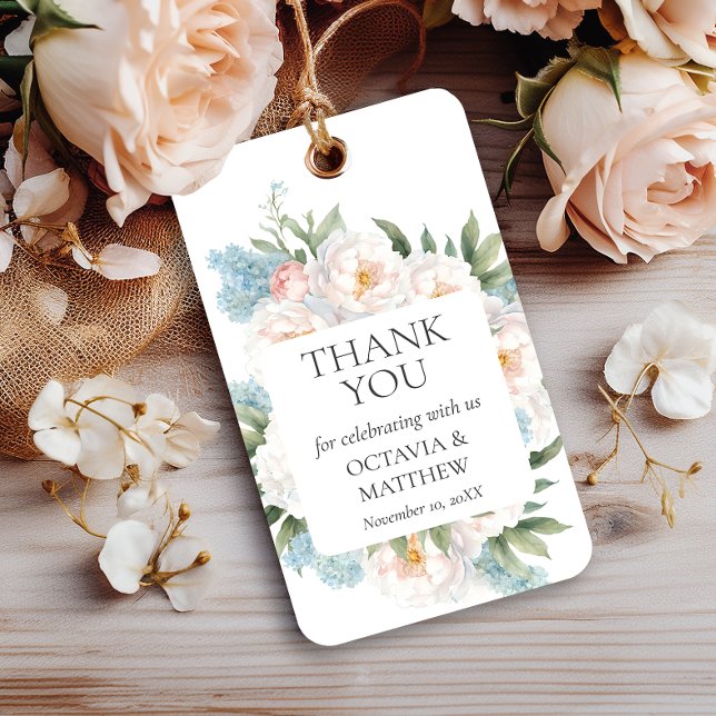 Étiquettes-cadeau ROSE BLEUE DOUX FLEURS MARIAGE Merci (Créateur téléchargé)