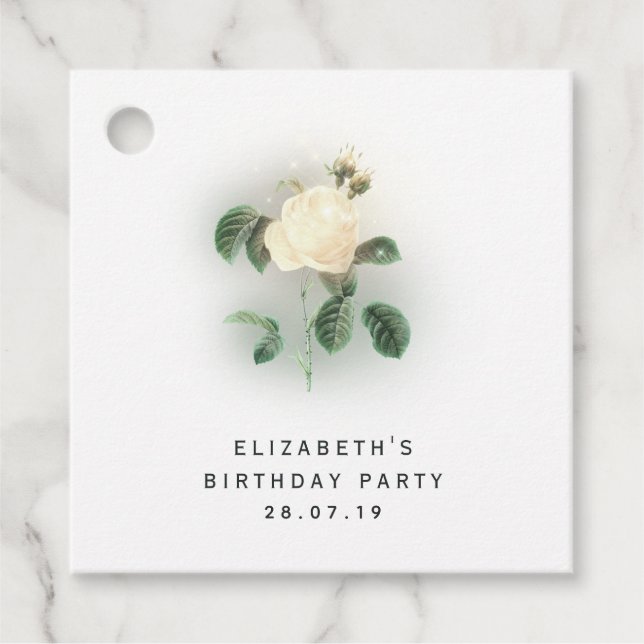 Étiquettes Cadeau Rose couleur Pastel Pearl et Damask (Devant)
