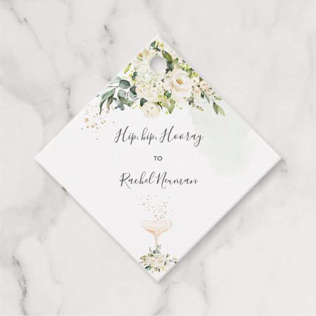 Étiquettes Cadeau Rose d'albâtre aquarelle PixDezines (Devant)