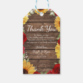 Étiquettes-cadeau Rose de tournesol rustique Arrière - plan Mariage