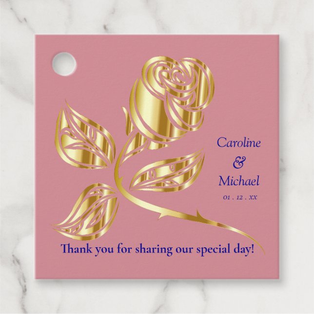 Étiquettes Cadeau Rose d'événements Mariage Gold (Devant)