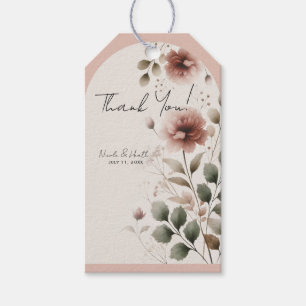 Étiquettes-cadeau Rose du désert Fleurs roses de verdure Mariage de 