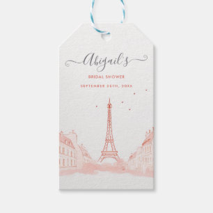 Étiquettes-cadeau Rose Élégant Pêche Photo Tour Eiffel Réception de