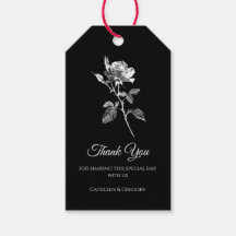 Rose Élégante Noir et Blanc Mariage Merci