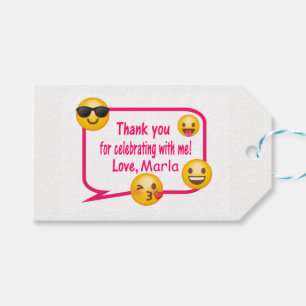 Étiquettes-cadeau Rose et blanc, emoji merci tags