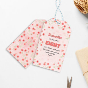 Étiquettes-cadeau Rose Floral Huitième anniversaire Fête Personnalis