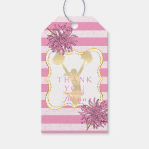 Étiquettes-cadeau Rose   Gold Cheer Pom-pom girl fête d'anniversaire