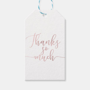 Étiquettes-cadeau Rose Gold Foil Script Merci Merci Beaucoup