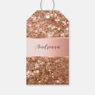 Étiquettes-cadeau Rose Gold Glam Chunky Parties scintillant Nom